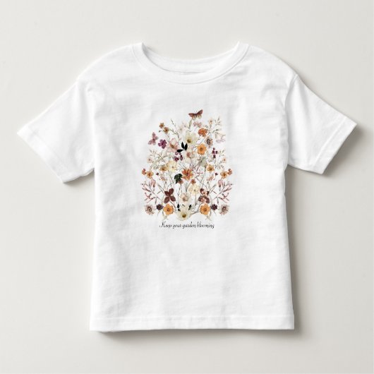 リトルワイルドフラワープレス花名小さな女の子 トドラーTシャツ (正面)