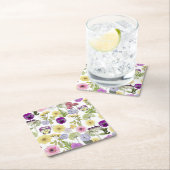 リトルワイルドフラワーベイビーシャワーテーマ紙コースター スクエアペーパーコースター (インサイチュ)