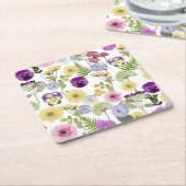 リトルワイルドフラワーベイビーシャワーテーマ紙コースター スクエアペーパーコースター (アングル)