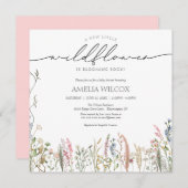 リトルワイルドフラワーベビーイン開花ベビーシャワー 招待状 (正面/裏面)