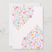 リトルワイルドフラワーベビーガールシャワーかわいいハート 招待状 (裏面)