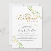 リトルワイルドフラワーベビーガールシャワーイエローフローラ 招待状 (正面)