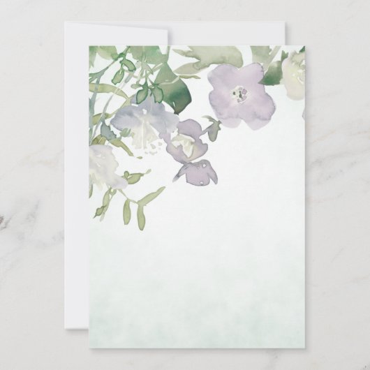 リトルワイルドフラワーベビーガールシャワーダスティパープル 招待状 (裏面)