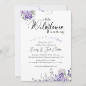 リトルワイルドフラワーベビーガールシャワーパープルフローラ 招待状 (正面)