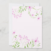 リトルワイルドフラワーベビーガールシャワーピンク花 招待状 (裏面)
