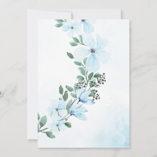 リトルワイルドフラワーベビーガールシャワーブルーエレガント 招待状 (裏面)