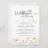 リトルワイルドフラワーベビーガールシャワー春草原 招待状 (正面)