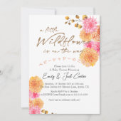 リトルワイルドフラワーベビーガールシャワー秋ブーケ 招待状 (正面)