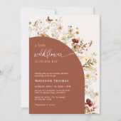 リトルワイルドフラワーベビーシャワーテラコッタ 招待状 (正面)