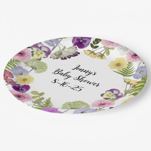 リトルワイルドフラワーベビーシャワーテーマ紙プレート ペーパープレート (アングル)