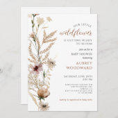 リトルワイルドフラワーベビーベビーシャワー 招待状 (正面/裏面)
