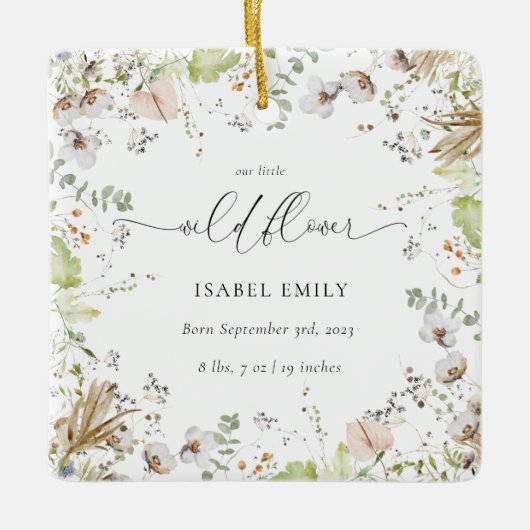 リトルワイルドフラワーベビー初めてのクリスマス セラミックオーナメント (正面)