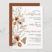 リトルワイルドフラワーベビー開花ベビーシャワー 招待状 (正面/裏面)
