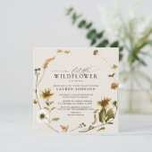 リトルワイルドフラワーボホひまわり赤ちゃんシャワー 招待状 (スタンド正面)