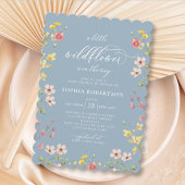 リトルワイルドフラワーボホシックブルーベビーシャワー 招待状