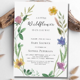 リトルワイルドフラワーボホベイビーシャワー 招待状