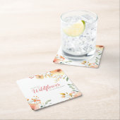 リトルワイルドフラワーボホ水彩赤ちゃんシャワー スクエアペーパーコースター (インサイチュ)