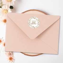 リトルワイルドフラワーボホ自然テーマベビーシャワー ラウンドシール