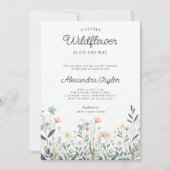 リトルワイルドフラワーミニパステルベビーガールシャワー 招待状 (正面)