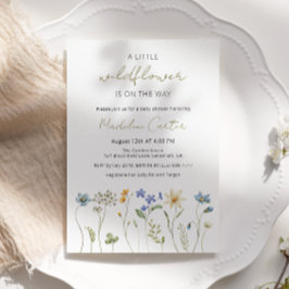 リトルワイルドフラワーミニマリストフローラベビーシャワー 招待状