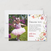 リトルワイルドフラワーモダン1stバースデーキッズパーティー サンキューカード (正面)