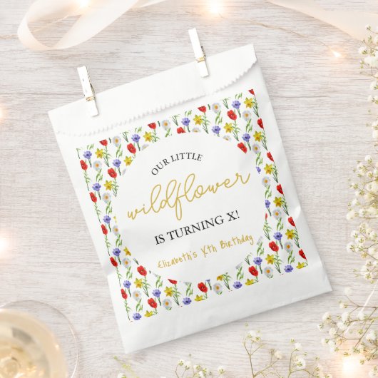 リトルワイルドフラワー子供の誕生日 フェイバーバッグ (クリップ留めされた状態)