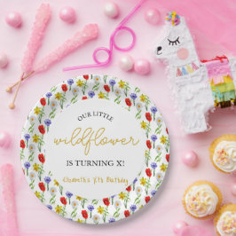リトルワイルドフラワー子供の誕生日 ペーパープレート