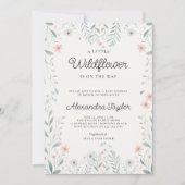 リトルワイルドフラワー小さなペリウィンクル赤ちゃん女の子シャワー 招待状 (正面)