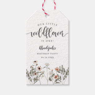 リトルワイルドフラワー春ガールバースデーパーティー ギフトタグ