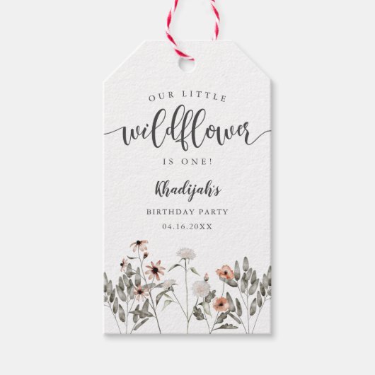 リトルワイルドフラワー春ガールバースデーパーティー ギフトタグ (正面)