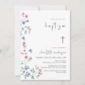 リトルワイルドフラワー春クロス《キリスト教》洗礼式や命名式バプテスマ 招待状 (正面)