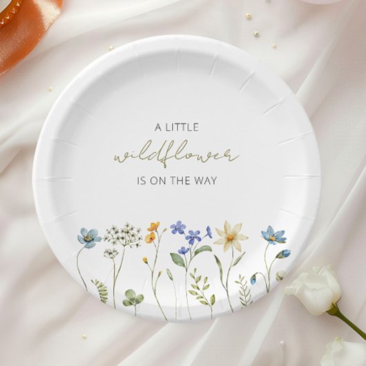 リトルワイルドフラワー春フローラベビーシャワー ペーパープレート