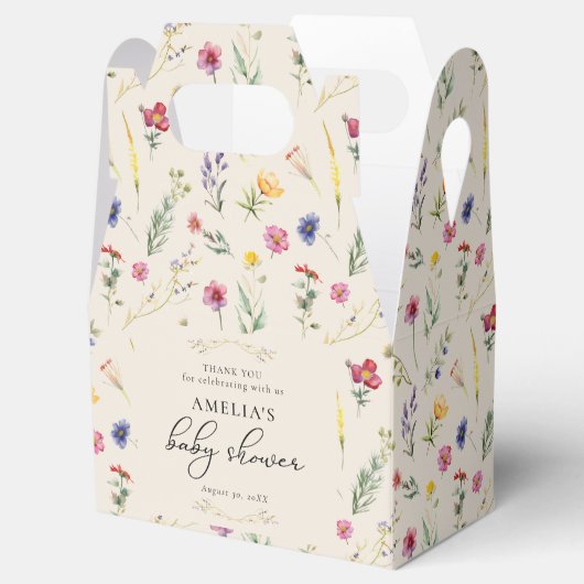 リトルワイルドフラワー春フローラベージュベビーシャワー フェイバーボックス (オープン)