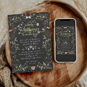 リトルワイルドフラワー暗いモダンフローラ赤ちゃんシャワー 招待状