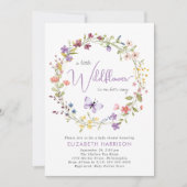 リトルワイルドフラワー水彩ベイビーガールシャワー 招待状 (正面)