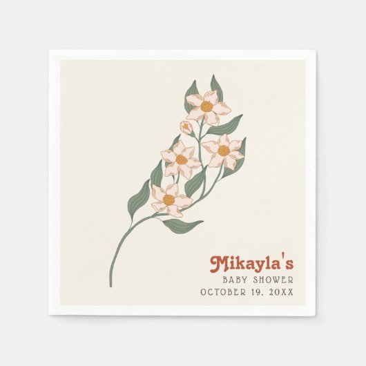 リトルワイルドフラワー秋ボホ素朴ベビーシャワー スタンダードカクテルナプキン (正面)