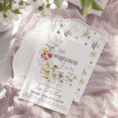 リトルワイルドフラワー素朴な紫の赤ちゃんシャワー 招待状