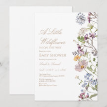 リトルワイルドフラワー縁どベビーシャワー招待状