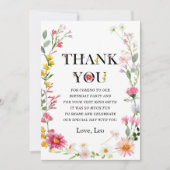 リトルワイルドフラワー1stガール誕生日サンキューカード 招待状 (正面)