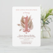 リトルワイルドフラワー1st誕生日招待状ピンク 招待状 (スタンド正面)
