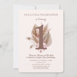 リトルワイルドフラワー1st誕生日招待状ボホ 招待状