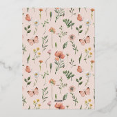 リトルワイルドフラワー1st誕生日金ゴールド 箔招待状 (裏面)