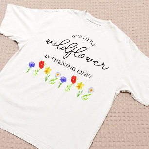 リトルワイルドフラワー1st誕生日 ベビーTシャツ