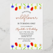 リトルワイルドフラワー1st誕生日 箔招待状 (正面)