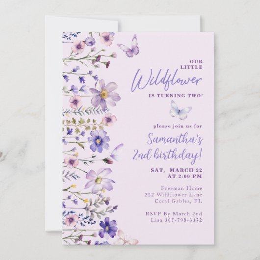 リトルワイルドフラワー2nd誕生日パーティの招待状 招待状 (正面)