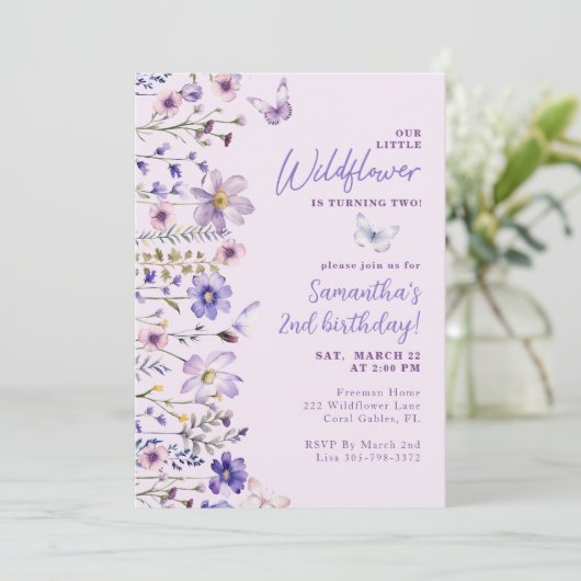 リトルワイルドフラワー2nd誕生日パーティの招待状 招待状 (スタンド正面)
