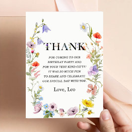 リトルワイルドフラワー 1歳 女の子 誕生日 お礼カード 招待状