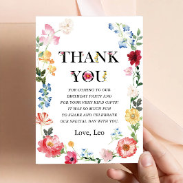 リトルワイルドフラワー 1歳 女の子 誕生日 お礼カード 招待状