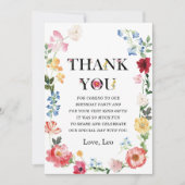 リトルワイルドフラワー 1歳 女の子 誕生日 サンクスカード 招待状 (正面)