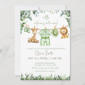 リトルワイルドワンサファリかわいい動物の赤ちゃんシャワー 招待状 (正面)